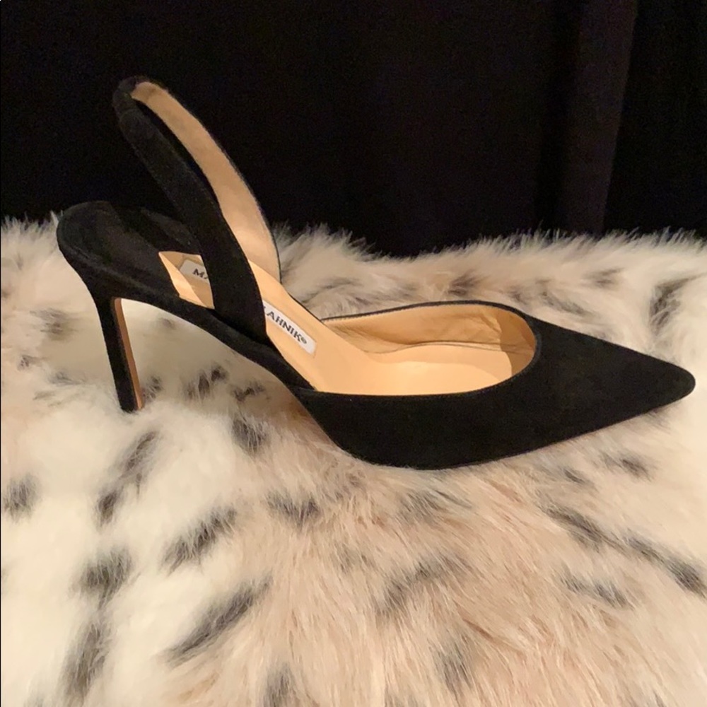 Black Suede Manolo Blahnik “Carolyne” Slingbacks - Picture 5 of 5